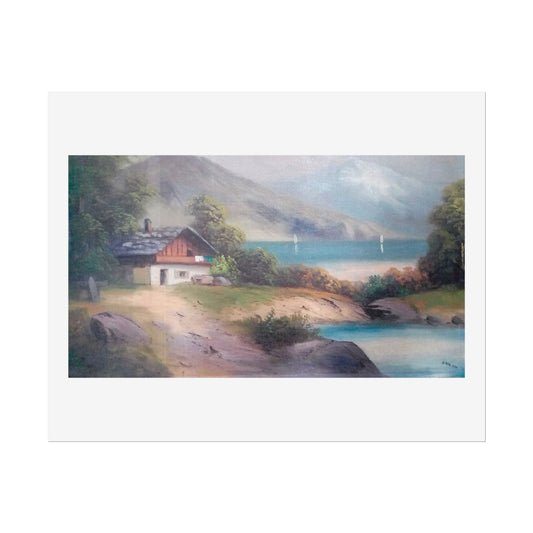 Adolf Hitler: House at a lake with mountains, 1910